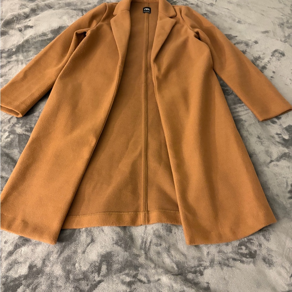 Zara Camel/Tan Long Coat - Picture 2 of 5